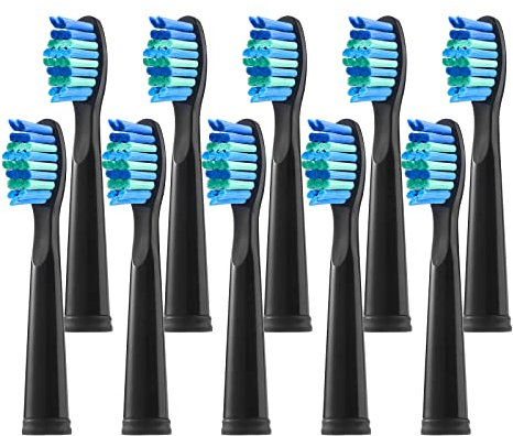 Teeteck Replacement Toothbrush Heads Compatible with Fairywill 507/508/D1/D3/D7/D8/515/551/917/959/2011, Seago E9/SG-507/SG-958, Black,10 Count