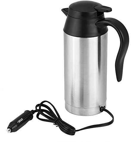 Travel Kettle, 750ml 12V Portable Stainless Steel Electric Car Kettle, Car Coffee Mug with Cigarette Lighter Electric Kettle Pot Heated Water Cup for Hot Water, Coffee, Tea (1)