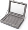 igadgitz home U6997 - Caja Anillo Caja Joyero Organizador de Anillos con Forro de Terciopelo Ring Box - Anillos, Aretes, Gemelos - Gris - Medio