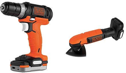 BLACK+DECKER BDCDD12S1-QW Trapano/Avvitatore 12 V, 1.5 AH, Batteria Powerbank + Levigatrice a Delta 12 V, senza Batteria e Caricabatterie