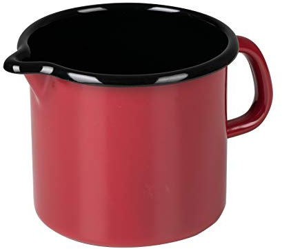 Riess, 0040-020, Schnabeltopf ø 12cm, COLOR ROT, Rot, Emaille, Vol. (rec.): 1,0 Liter, Made in Österreich, LBH: 18,7x13,5x11,5cm, 0,430kg, Kanne mit Henkel, Deckel, Induktionskocher kompatibel