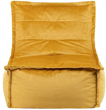 Icon Dolce Sitzsack-Liege für Erwachsene, Gelb, Flauschiger Samtstoff, Riesen Sitzsack Samt mit Füllung, Bean Bag Chair, Bequemer Sessel Wohnzimmer, Lounge, Schlafzimmer, Büro
