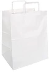 FLORIO CARTA - Shopper Delivery o Take Away | Colore Bianco | 25 Pezzi | Carta Kraft da 110gr. | Formato 35x23x25cm | Tenuta Massima 3kg
