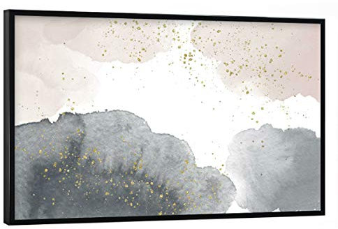 artboxONE Poster mit schwarzem Rahmen 75x50 cm Abstrakt Sparkling Watercolour Clouds - Black Nude - Bild Gold