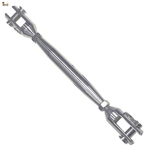 BricoLoco Tensor cable de acero, cuerda. Inoxidable horquilla - horquilla. Tubular cuerpo cerrado. Especial náutica inox A4 AISI 316. (M-12 (250 a 365 mm.), 1)