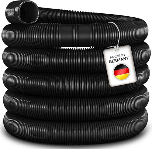 tillvex Poolschlauch Made in Germany | Schwimmbadschlauch mit Muffen | Solarschlauch für Pool und Schwimmbecken | Saugschlauch | Pumpenschlauch | flexibler Wasserschlauch (Schwarz, 14m / 32mm)