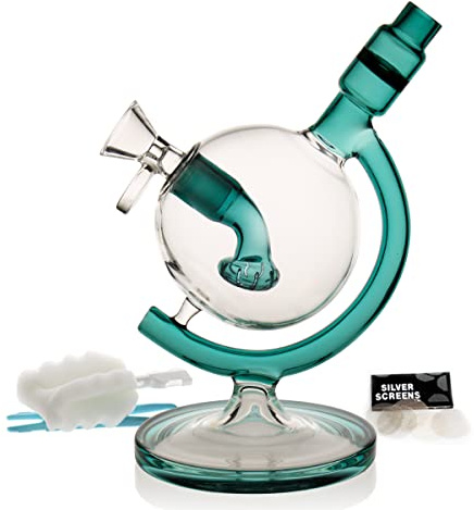Bong Glasbong mit Percolator, Wasserbong mit Honeycomb Rauchen Eisbong, Glasbongs Glassic Wasser Hooahk Set, Rohre Pipe Wasserpfeife große Hookah mit Zubehör Wasserbongs Zubehörschale 14.4mm (Bong-A)