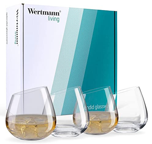 Wertmann Living 4er Set Gläser Whisky/Wasser - besondere Form mit schrägem Rand