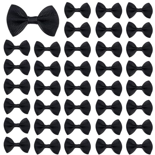 Sctmda 200 Stück Mini Satinband Schleifen Schwarzes Klein Satin Band Schleife Mini Band Bowtie Mini Schleifen Satin Geschenk Schleifen Satinschleifen für Heimwerker Geschenkboxen 1,5 * 3 cm