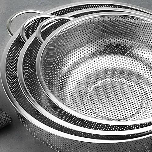 Stainless Steel Colander - 22cm Micro-Perforated Strainer for Rice, Pasta, Noodles & Veggies