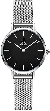 SK Ultradünne Minialistische Damenuhren Einfache Zwei Zeiger Damen Kleid Uhr Lederband