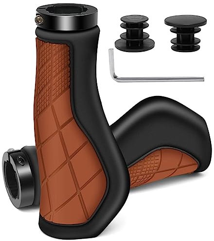 Fahrradgriffe, ergonomische Griffe, Nicht-Gummi-Lenkergriffe, Fahrradlenkergriffe für 22,2 mm E-Bike, Braun
