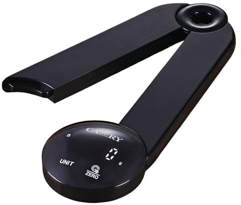 CAMRY Digitale Elektronische Zusammenklappbare Küchenwaage für Reisen Camping Unterwegs, Faltbare Küchenwaage Waage mitnehmen, 5KG/11lb,lb:oz/g fl'oz/ml,LED-Ziffern(Schwarz)