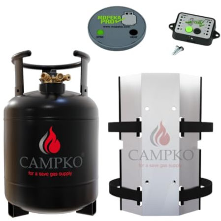 Antarion Pack CAMPKO Bouteille GPL Bluetooth Réservoir 15L + Support Mural + Afficheur et Jauge Camping Car