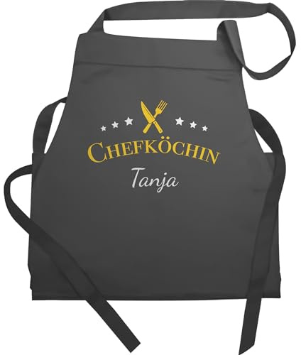 Geschenk mit Namen personalisiert by Shirtracer - Schürze - Kochschürze Damen Frauen - Chefköchin mit Namen I Küchenchefin I Küchen Chefin