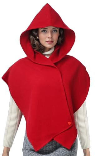 ANDHOM Unisex medeltida huva scarf vinter retro huvud huvor kåpa halsduk varm kåpa axel cape cosplay kostymer, Röd, XXL