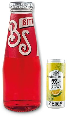 48er-Pack Bitter Salfa Rote Bitter,Italienischer Aperitif,Alkoholfreie Getränke,10cl Einweg-Glasflasche + 1er-Pack Kostenlos San Benedetto Eistee mit Zitrone Ohne Zucker 330ml Dose