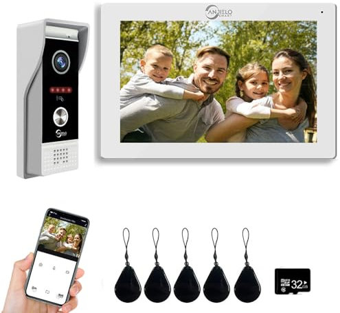 ANJIELO SMART TUYA Videocitofono (cablato), videocitofono 1080p con monitor touch screen da 7 pollici, supporta rilevamento del movimento, metodi di sblocco multipli