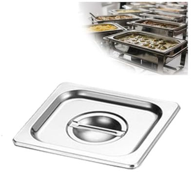 NJDQFA Spülmaschinenfest Tief Gastronormbehälter,Edelstahl Mahlzeit Zutatenbehälters,Stapelbar Gastro Behälter GN,1/6（17.5 * 16.2）,Cover