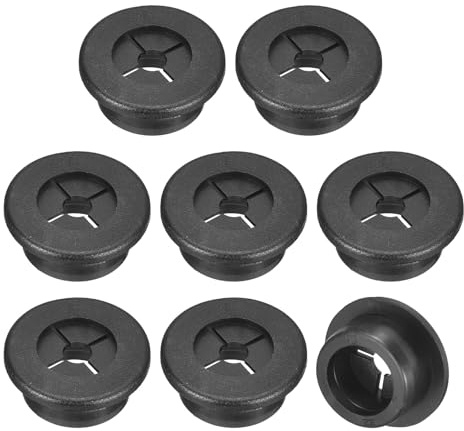 QUARKZMAN 8pz Passacavo per Scrivania, 7/8 Pollici (22mm) Passacavo in Gomma Flessibile Copertura Foro Filo per Organizzatore Cavi Scrivania Computer, Nero