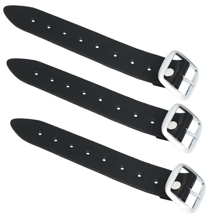 BELGLY Mens Kilt Leather Straps with Buckles, 1.25 Inch Wide 7 Inch Length Set of 3 Black Leather Extender - Highland Kilt for Men Extension – Men’s Kilts Straps