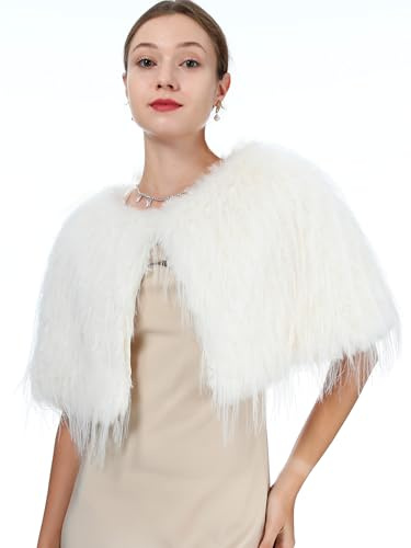 sy soul young Schal Damen Pelz Brautschal Brautstola Schal Wrap für Winter Hochzeit Festival Weihnachten