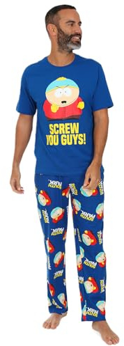 South Park Cartman - Pigiama lungo da uomo, abbigliamento da notte, Blu, L