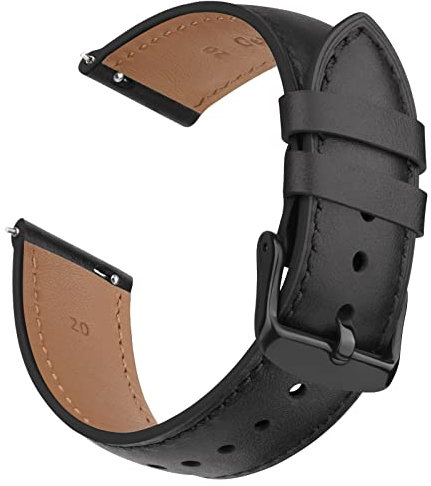 ZGCE Leder Uhrenarmbänder 18mm, Weiches Kalbsleder Uhrenarmband, 18mm Schnellverschluss Universal Armband für Herren Damen, Ersatzarmband mit Edelstahl Metallschließe, Schwarz