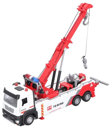 1:32 Kran-LKW-Spielzeug für Kinder, Sound-Licht, 360 Grad Drehbarer Arm, 2 Haken, Technisches Schweres Kran-LKW-Modell