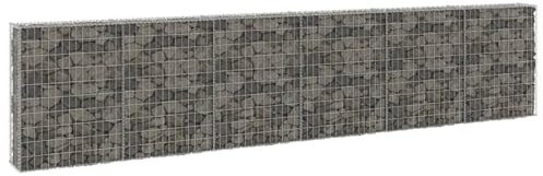 Homgoday Parete in gabbione con coperchi in acciaio zincato 300x30x100 cm, Giardino Gabion Cestello Gabion Recinzione esterna per Terrazza, Posteriore Cortile, Prato