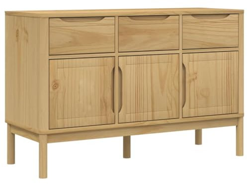 HEFZGDB Sideboard Floro Wachsbraun 114x43x74 cm Massivholz Kiefer Küchenbuffet Sideboard Küche Flurschrank Mehrzweckschrank für Café Küche Dessert Shop Wohnstube