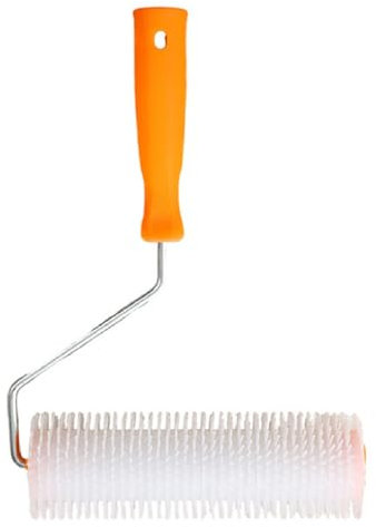 Rullo Frangibolle,Rullo Pavimento Adatto,Spazzola Pavimento da Parete in Cemento per l'antischiuma Durante la Costruzione di Cemento Autolivellante,Lunghezza 22 cm,Altezza Denti 11 mm