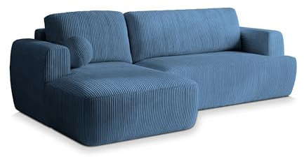 Masseno Ecksofa SENTI P L-S mit Schlaffunktion L-Form, Sofa mit Bettkasten, Wohnzimmersofa, Couch, Soffa, Bettsofa, Couchgarnitur- Blau, POSO 05