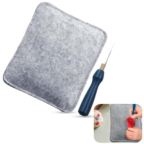 Tappetino in Feltro, Ago per Feltrimento e Porta Aghi, Kit Base per Infeltrimento a Secco - Set Completo per Artigianato in Lana, Ideale per Principianti e Professionisti - 15,5 cm x 12,5 cm