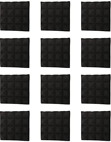 TOYANDONA 12 Stück Schwarze Akustikabsorptionspaneele aus Polyurethan mit Pyramidenform und Dreieckigem Rillenprofil Schallabsorbierend und Schalldämmend für Tonstudio und Aufnahme