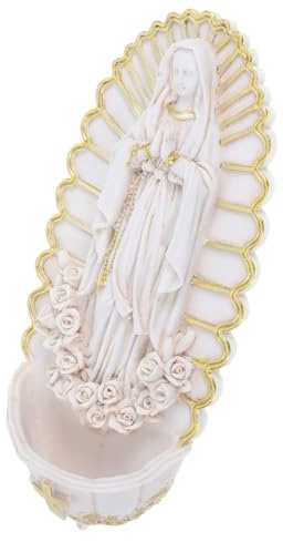 Ciieeo Holy Water Font with Unique Design Handcarved Holy Water Fonts Resin for Home and Beige, Home Decor for Housewarming Religious Altar Decor, for Worship Spaces and Confirmation