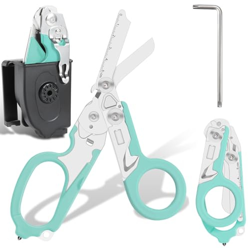 Trauma Schere Multitool Rettungsschere mit 6 Praktischen Funktionen Faltbare Scherenzange aus Edelstahl-Ideal für Professionellen Einsatz Im Rettungsdienst Oder Alltägliche Aufgaben