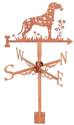 SUPERDANT Girouette de Jardin Exterieur Chien et Fleurs Girouette Dalmate Girouette en Métal Girouettes en Cuivre Girouette Girouettes Décoratives Deco Jardin Exterieur