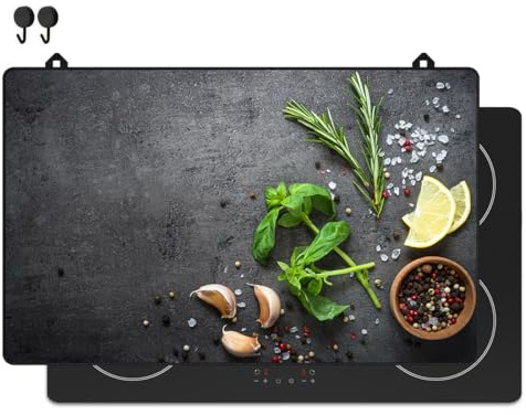 KitchyMist Herdabdeckplatte Kräuter, Gewürze und Limette - 83x52 cm - Kochfeld Abdeckung - Induktionsschutz - Küchen-Spritzschutz