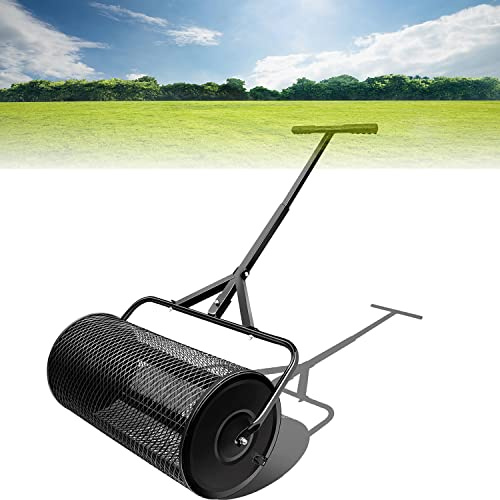 Compost Spreader, Durable 27 Inch Manure Spreader with Upgrade T Shaped Handle, Lightweight Top Soil Spreader for Lawn and Garden Care