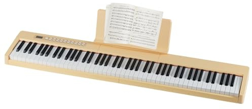 DREAMADE Keyboard mit 88 Tasten, tragbares Digitalpiano mit mehreren Audioquellen, E-Piano mit MIDI, Pedal, Notenständer & Tragetasche, Klaviertastatur für Kinder & Erwachsene (Hellbraun)