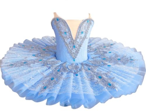 Balett Tutu Barn Flickor, Barn Prinsessa Ballerina Kostym Fin Balett Tutu Klänning Danskläder Leotard med Kjol,Blue,110