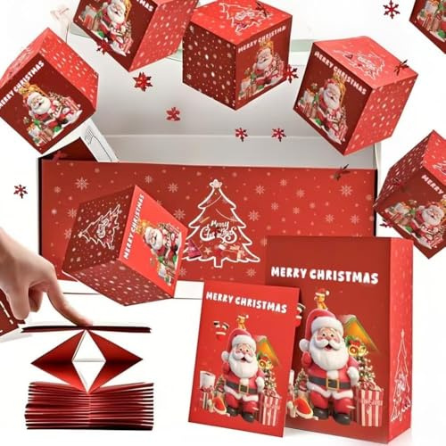 Explosive Pop-Up Überraschungs-Geschenkbox Für Geld, Faltbare Pop-Up Geschenkbox, Weihnachts Überraschungsbox Explosionsbox Geburtstag, Rot Weihnachts Überraschung Box Für Weihnachten (Rot, 20Pcs)