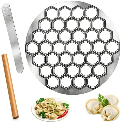 3er-Set 37 Löcher Pelmeni Form, Praktischer Manti Form & Teigtaschenformer, Für Tortellini, Piroggen, Ravioli und Dumplings, Ideal für DIY Kochen, Familienfeiern, Freunde-Partys und Outdoor-Picknicks