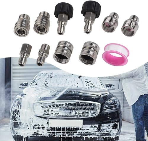 Homeponnew Kit adattatore per idropulitrice M22-14 in acciaio inox con attacco rapido 3/8 per accessori per pulitori ad alta pressione