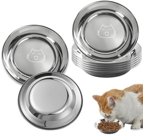 6 Stück Katzennapf Edelstahl,Fressnäpfe für Katzen Edelstahl,Futternapf Katze Set,Katzenteller Futterschale,Katzenschüssel Katzen,Sturzsicher Katzennapf Edelstahl 304 Material