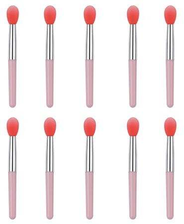 10 brochas de silicona para maquillaje de labios, herramienta de aplicación suave, diseño de limpieza rápida para mezclar detalladamente el lápiz labial