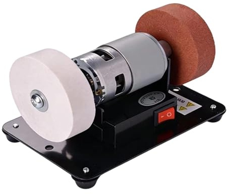 Kanoauo Amoladora de mesa - Mini 100W silenciosa disco 7 cm,Pequeña herramienta afiladora y amoladora - Para Metal Madera DIY Artesanía y Joyería Pulido y Esmerilado Taller Doméstico