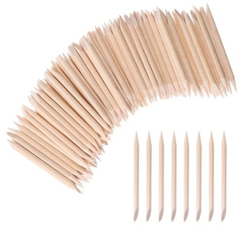 200 unidades de palitos de madera naranja para cutículas de uñas, empujador de cutículas, palillos de madera para uñas, manicura, arte de uñas, manicura, arte de pedicura, cuidado de la cutícula