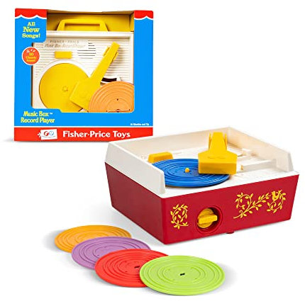 Fisher Price Classiques Boîte à Musique Tourne-Disque, Jouet Musical pour bébé, Jouet éducatif interactif avec 10 chansons, Jouet d’Apprentissage, Cadeau rétro à partir de 18 Mois et Plus